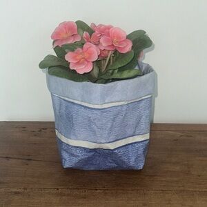 Eco Chic Bertozzi Italian washable cellulose paper Blue + White Fabric Pot Cover